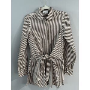 3.1 phillip lim Brown Stripe Button Down‎ Size 2 Cotton Silk Blend